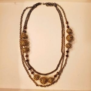 Textured gold ball statement necklace